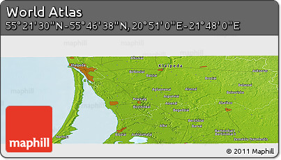 Physical Panoramic Map of the Area around 55° 34' 4" N, 21° 19' 30" E