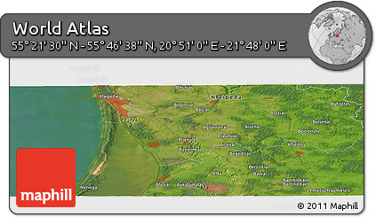 Satellite Panoramic Map of the Area around 55° 34' 4" N, 21° 19' 30" E
