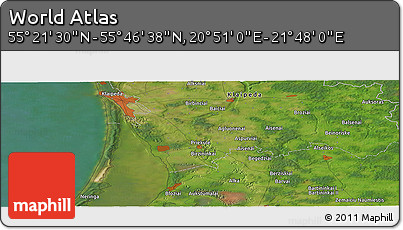 Satellite Panoramic Map of the Area around 55° 34' 4" N, 21° 19' 30" E