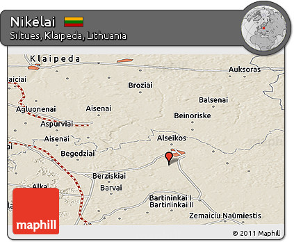 Shaded Relief Panoramic Map of Nikėlai