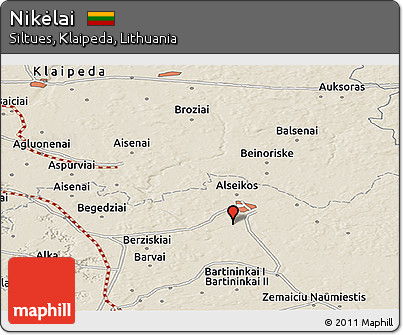 Shaded Relief Panoramic Map of Nikėlai