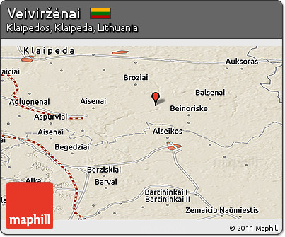 Shaded Relief Panoramic Map of Veiviržėnai