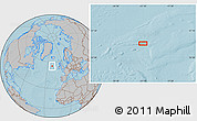 Gray Location Map of the area around 55° 34' 4" N, 21° 10' 29" W, hill shading