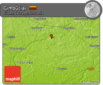 Physical 3D Map of Gimbūčiai