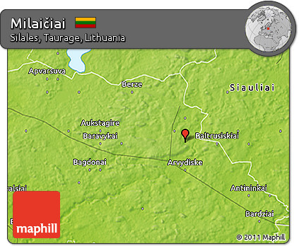 Physical 3D Map of Milaičiai