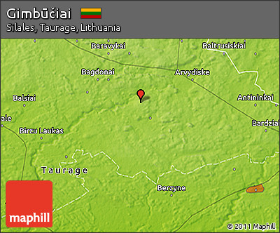 Physical 3D Map of Gimbūčiai