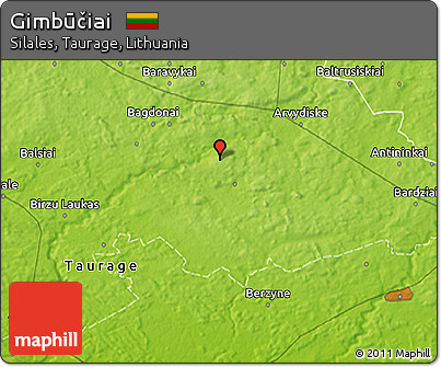 Physical 3D Map of Gimbūčiai