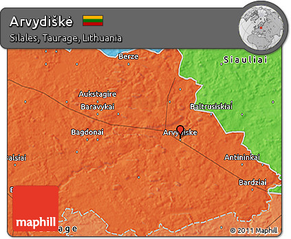 Political 3D Map of Arvydiškė