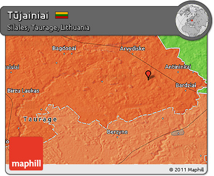 Political 3D Map of Tūjainiai