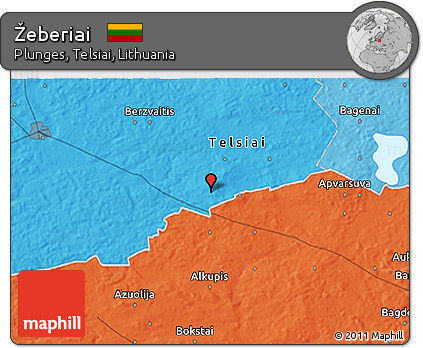 Political 3D Map of Žeberiai