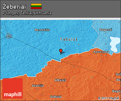 Political 3D Map of Žeberiai