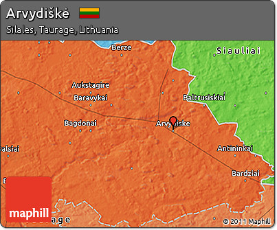 Political 3D Map of Arvydiškė