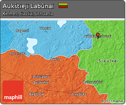 Political 3D Map of Aukštieji Labūnai