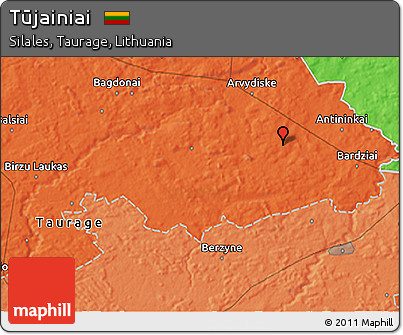 Political 3D Map of Tūjainiai