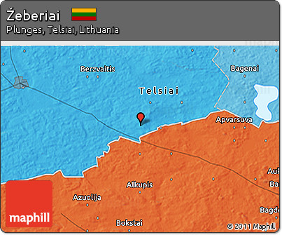 Political 3D Map of Žeberiai