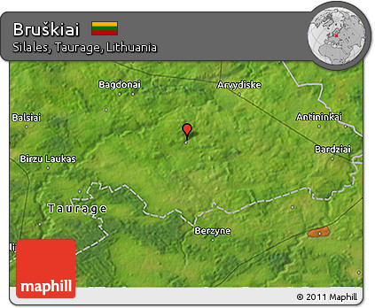 Satellite 3D Map of Bruškiai