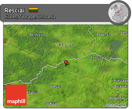 Satellite 3D Map of Resčiai