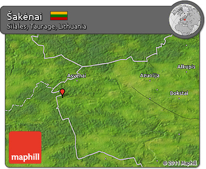 Satellite 3D Map of Šakėnai