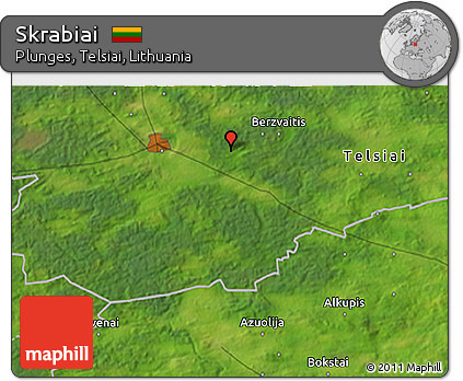 Satellite 3D Map of Skrabiai