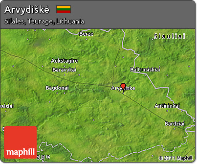 Satellite 3D Map of Arvydiškė