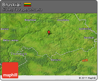 Satellite 3D Map of Bruškiai