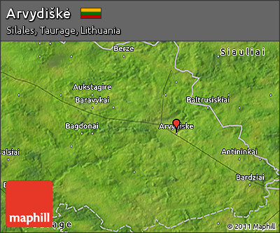 Satellite 3D Map of Arvydiškė