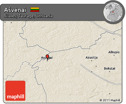 Shaded Relief 3D Map of Ašvėnai