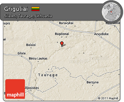 Shaded Relief 3D Map of Griguliai