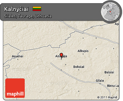 Shaded Relief 3D Map of Kalnyčiai