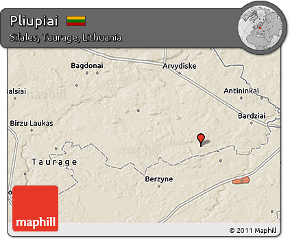 Shaded Relief 3D Map of Pliupiai