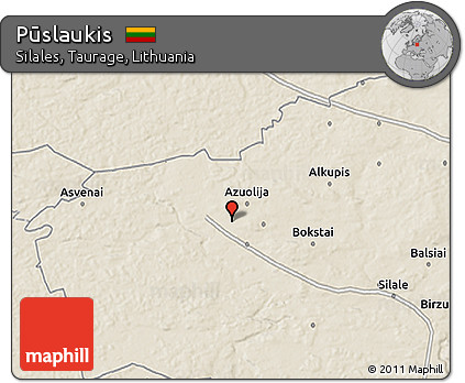 Shaded Relief 3D Map of Pūslaukis