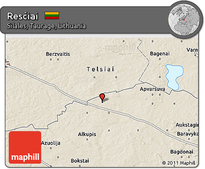 Shaded Relief 3D Map of Resčiai