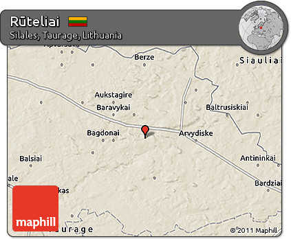 Shaded Relief 3D Map of Rūteliai