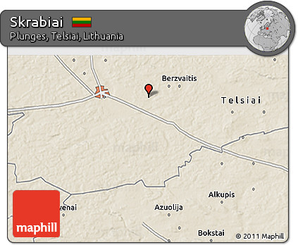 Shaded Relief 3D Map of Skrabiai