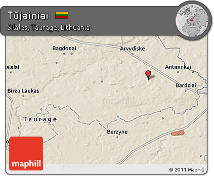 Shaded Relief 3D Map of Tūjainiai