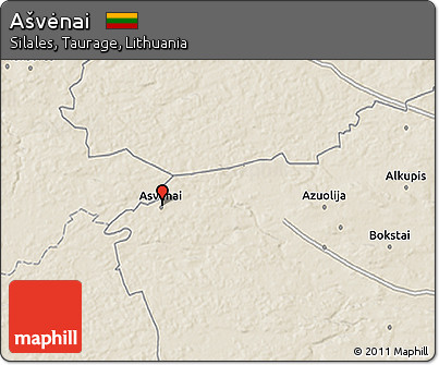 Shaded Relief 3D Map of Ašvėnai
