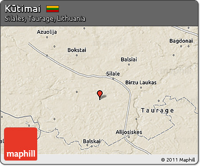 Shaded Relief 3D Map of Kūtimai