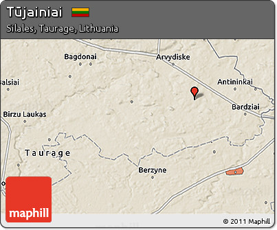 Shaded Relief 3D Map of Tūjainiai