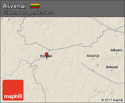 Shaded Relief 3D Map of Ašvėnai
