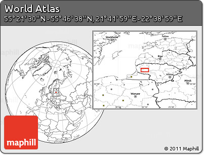 Blank Location Map of the Area around 55° 34' 4" N, 22° 10' 29" E