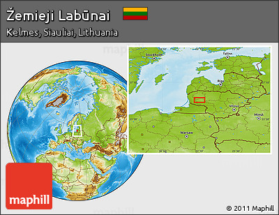 Physical Location Map of Žemieji Labūnai