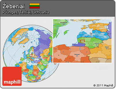 Political Location Map of Žeberiai