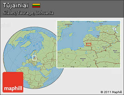Savanna Style Location Map of Tūjainiai