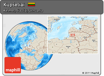 Shaded Relief Location Map of Kupšeliai