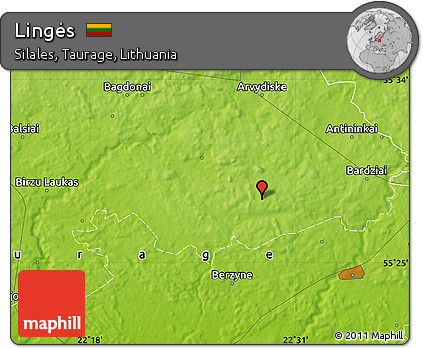 Physical Map of Lingės