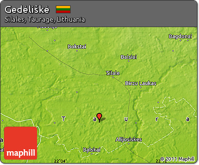 Physical Map of Gedėliškė