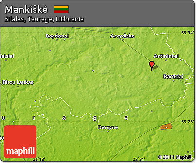 Physical Map of Mankiškė