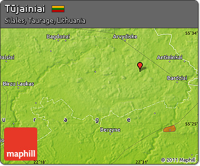 Physical Map of Tūjainiai