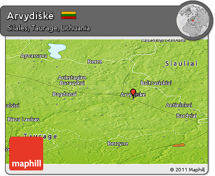Physical Panoramic Map of Arvydiškė
