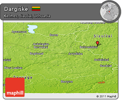 Physical Panoramic Map of Dargiškė